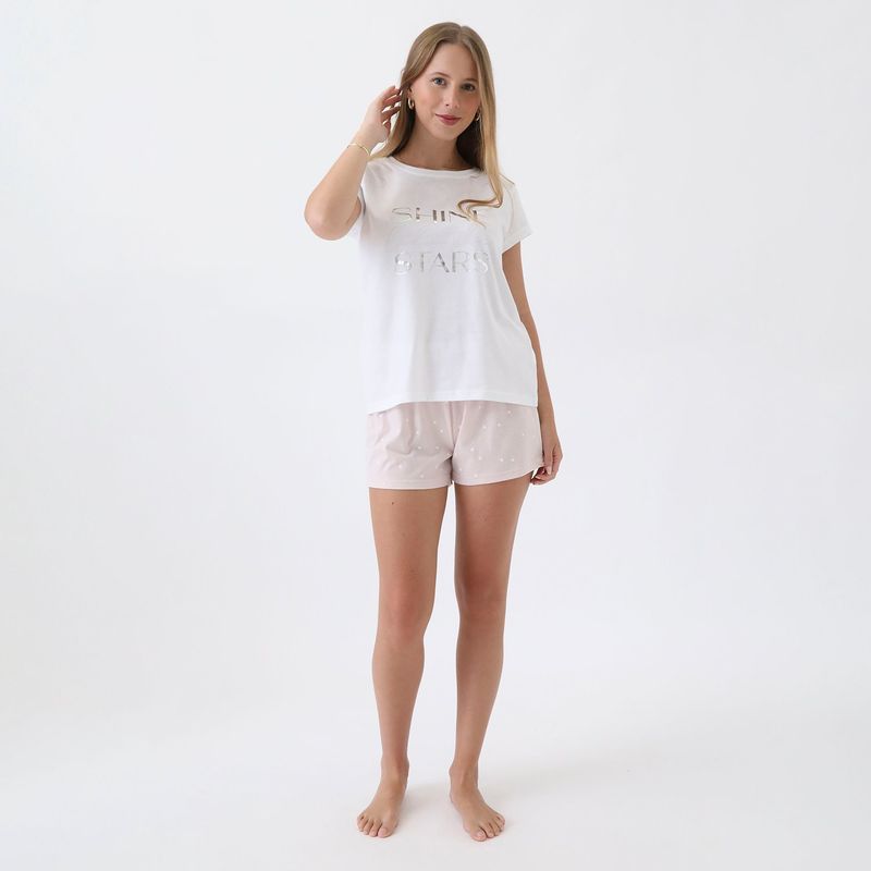 SYBILLA - Pijama completa con short Mujer Corto Manga corta de Algodón Sybilla