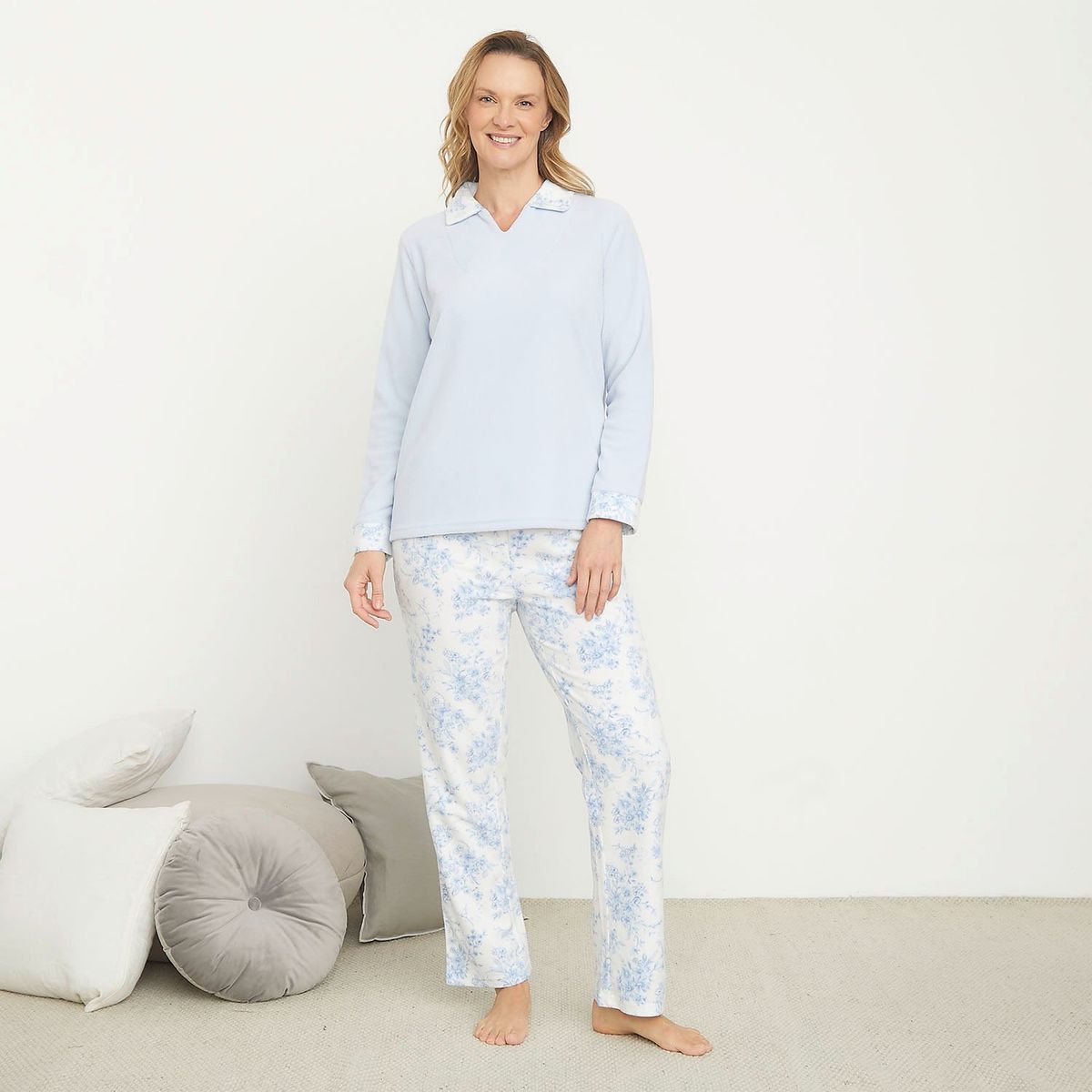 SOUTHLAND - Pijama Completa con pantalón para Mujer Manga larga Con Flores Southland