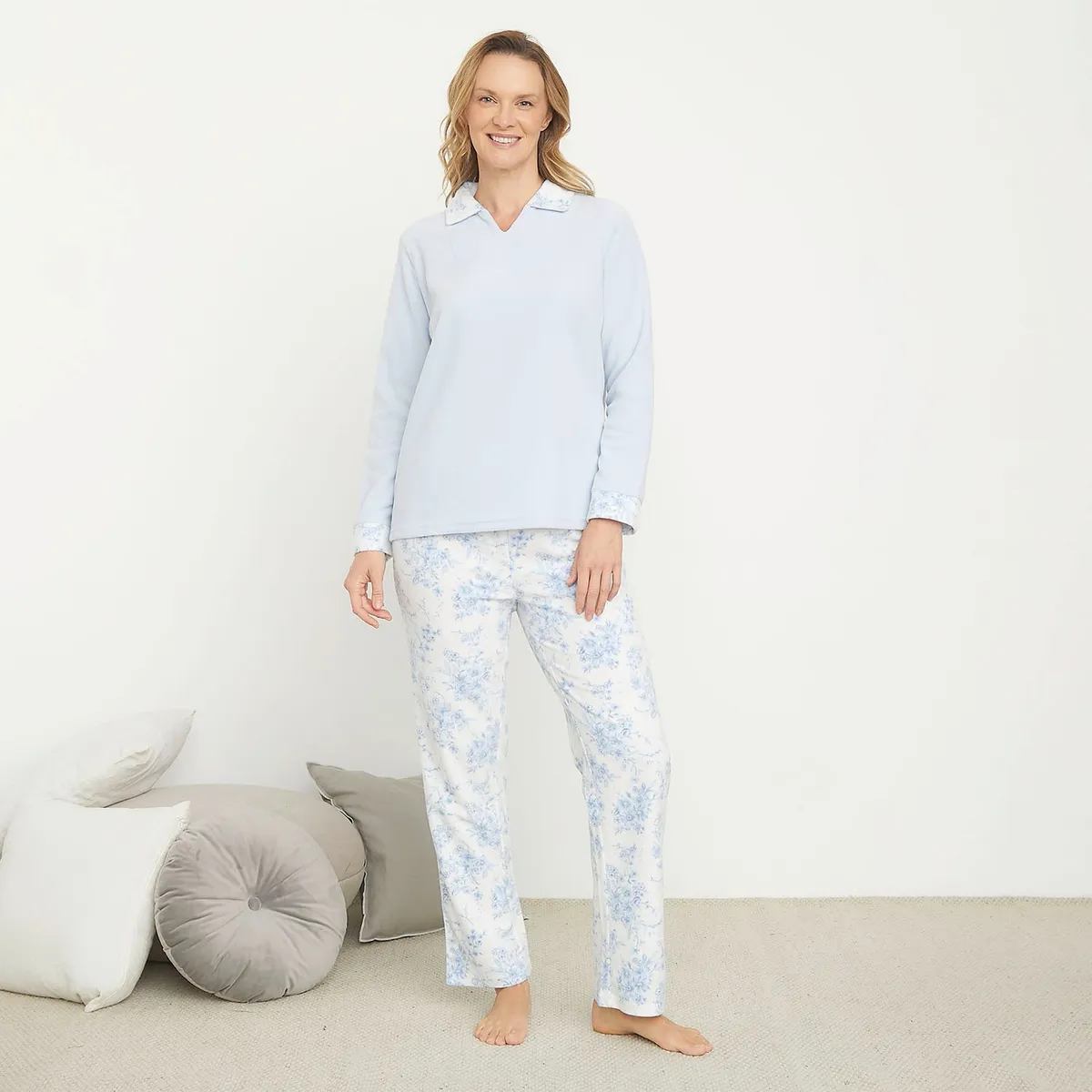 SOUTHLAND - Pijama Completa con pantalón para Mujer Manga larga Con Flores Southland