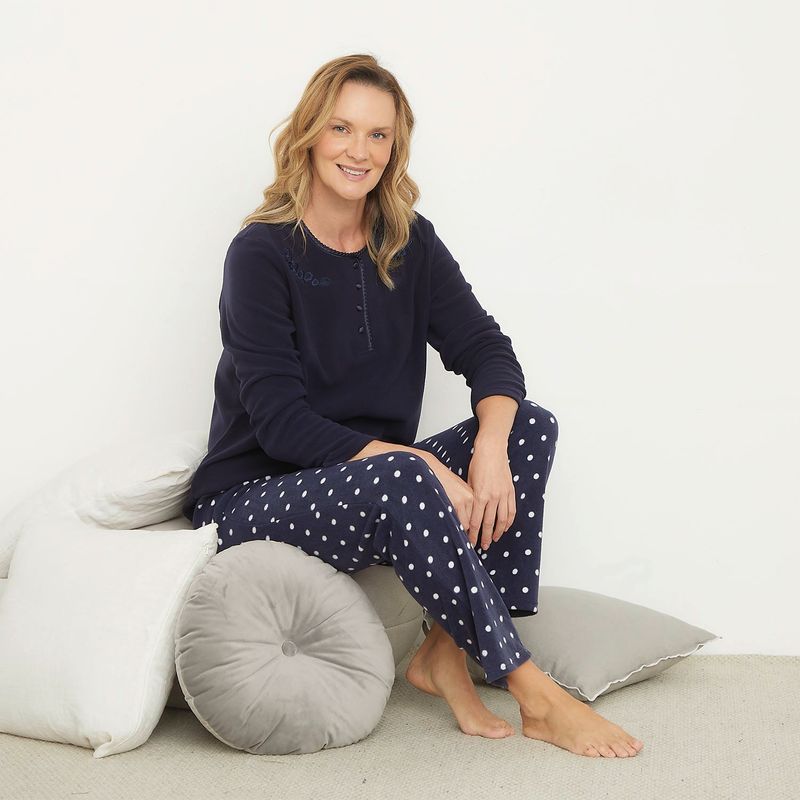SOUTHLAND - Pijama Completa con pantalón para Mujer Manga larga Con Puntos Southland