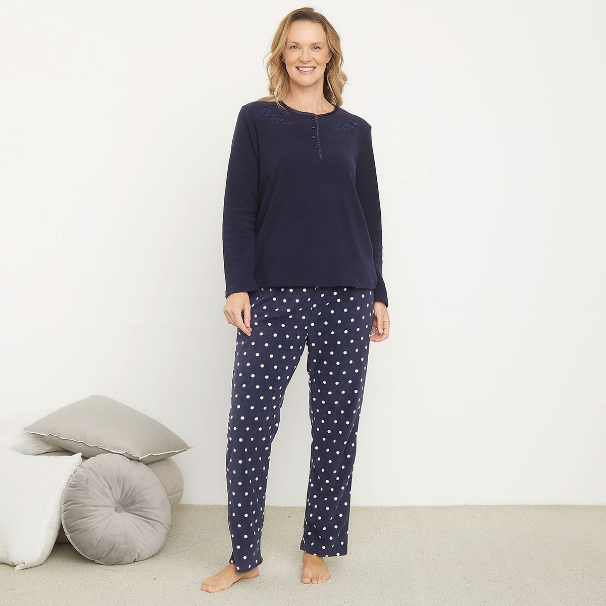 SOUTHLAND - Pijama Completa con pantalón para Mujer Manga larga Con Puntos Southland