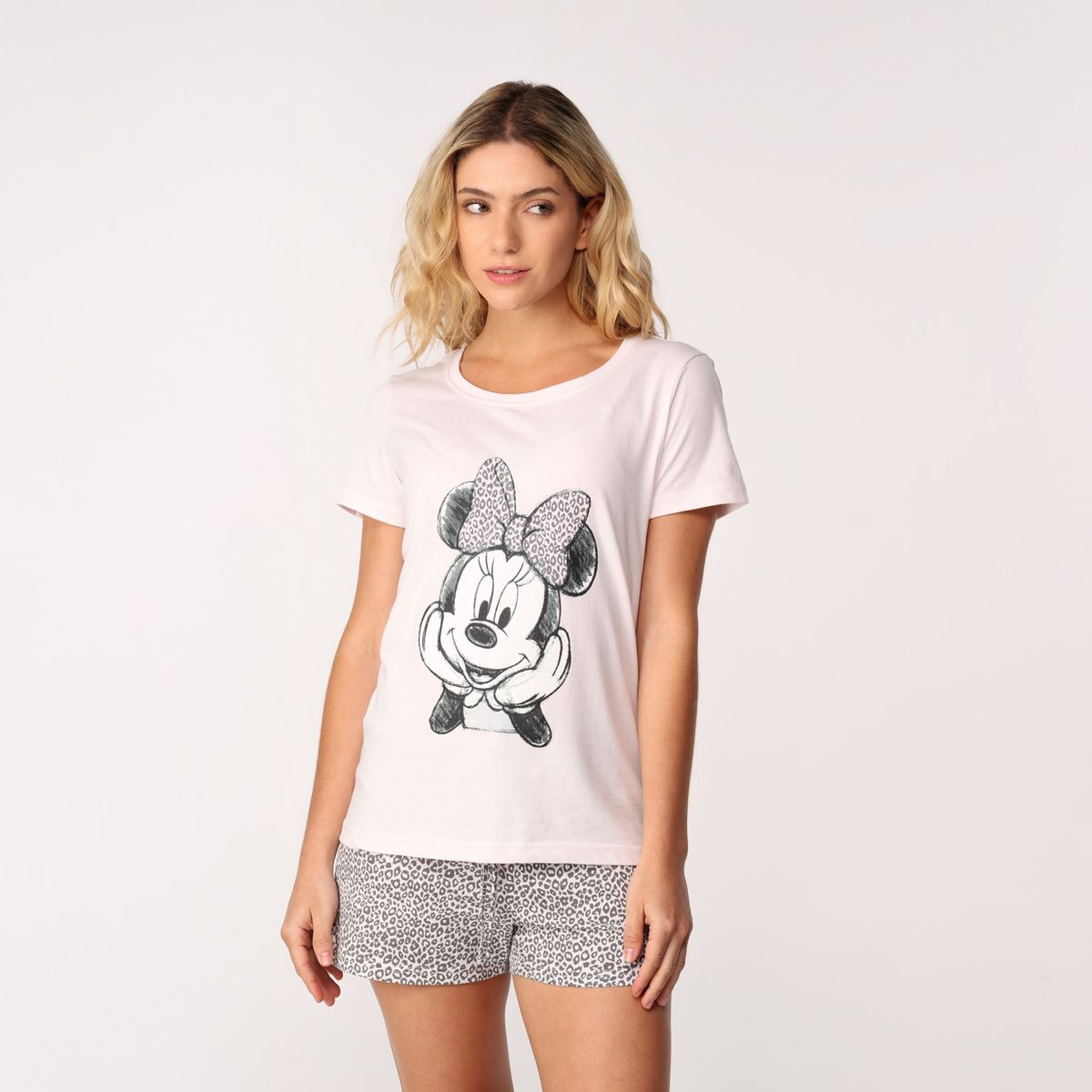 DISNEY - Pijama completa con short para Mujer Manga corta de Algodón Disney