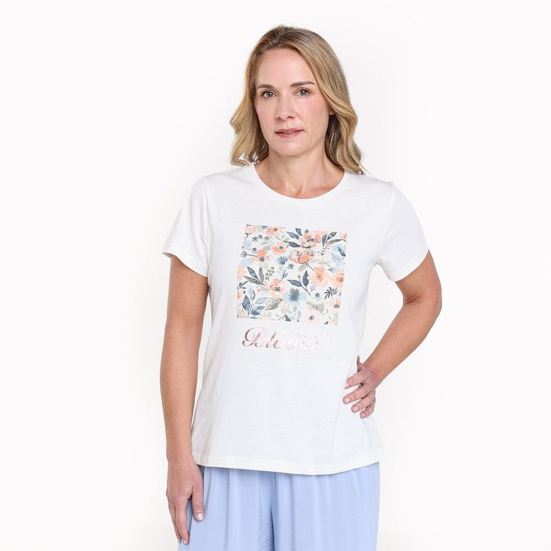 NEWPORT - Camiseta Mujer con Estampado Manga corta de Algodón Newport