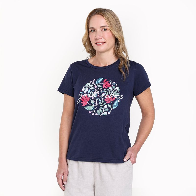 NEWPORT - Camiseta Mujer con Estampado Manga corta de Algodón Newport