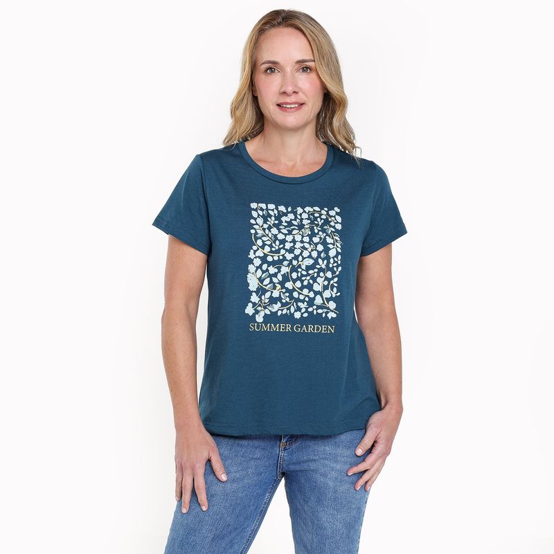 NEWPORT - Camiseta Mujer con Estampado Manga corta de Algodón Newport