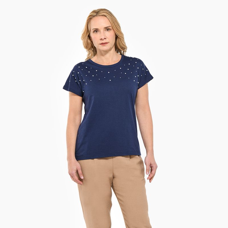 SOUTHLAND - Camiseta Mujer con Taches Manga corta de Algodón Southland