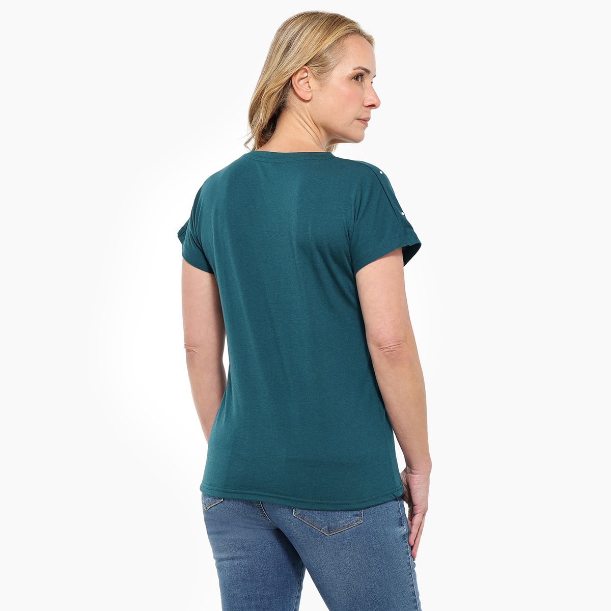 SOUTHLAND - Camiseta Mujer con Taches Manga corta de Algodón Southland