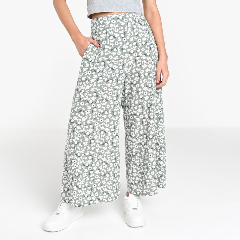 SYBILLA - Pantalón Culotte Mujer Tiro alto Animal print Sybilla