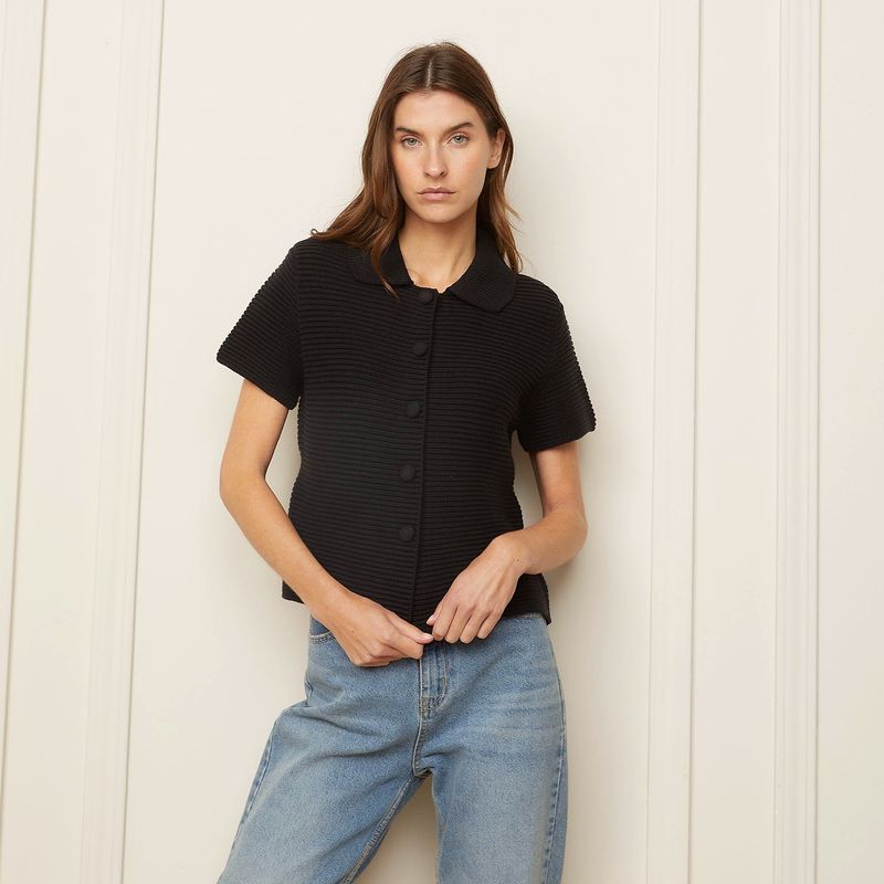 BASEMENT - Blusa Mujer Tejido Manga corta de Algodón Basement