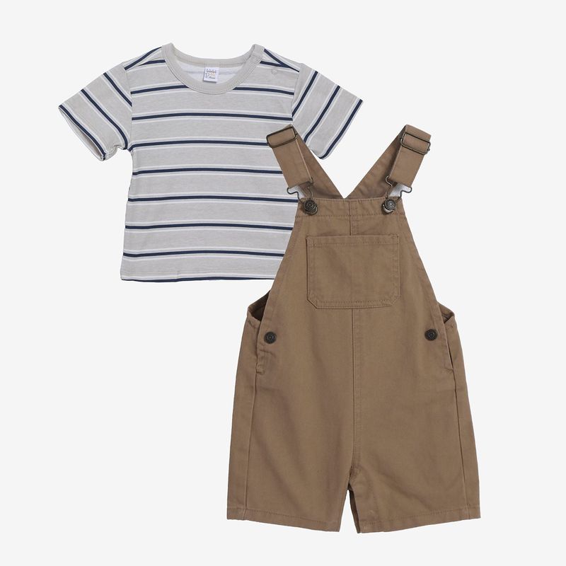 YAMP - Set Camiseta manga corta + Jardinera para Bebé niño en Algodón YAMP