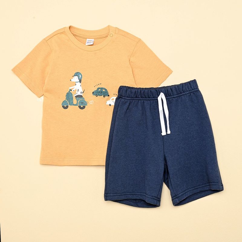 YAMP - Set Pantalón + Camiseta manga corta para Bebé niño en Algodón Yamp