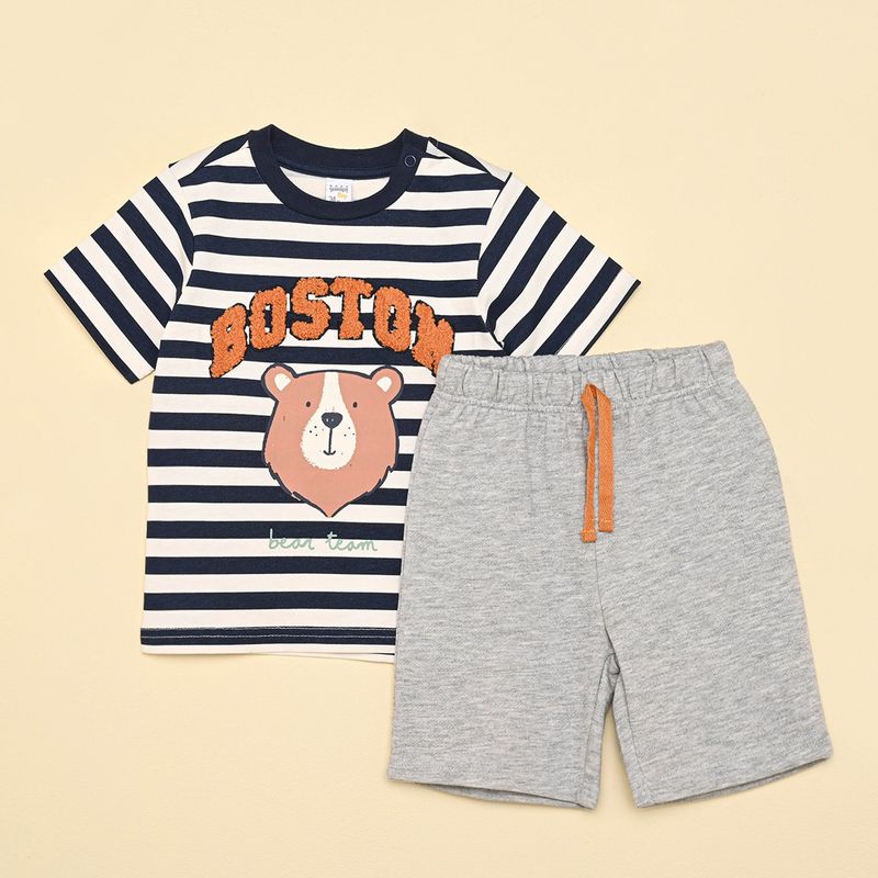 YAMP - Set Pantalón + Camiseta manga corta para Bebé niño en Algodón Yamp