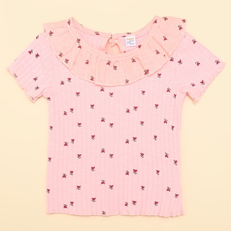 YAMP - Camiseta Bebé niña Con cuello Acanalada Manga corta Yamp