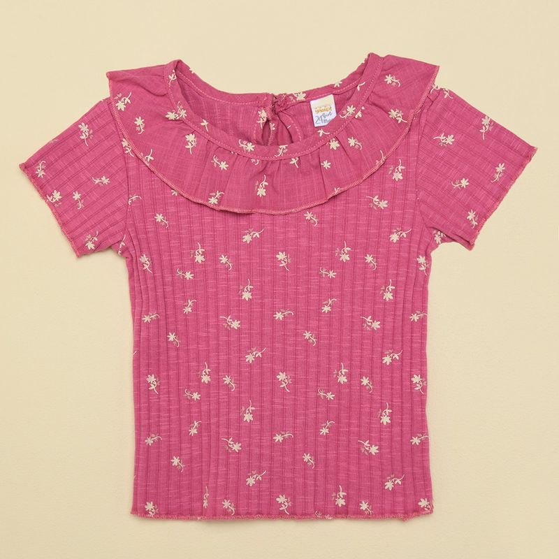 YAMP - Camiseta Bebé niña Con cuello Acanalada Manga corta Yamp