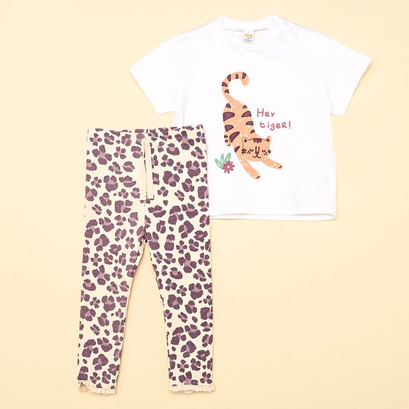 YAMP - Set Pantalón + Camiseta manga corta para Bebé niña en Algodón YAMP