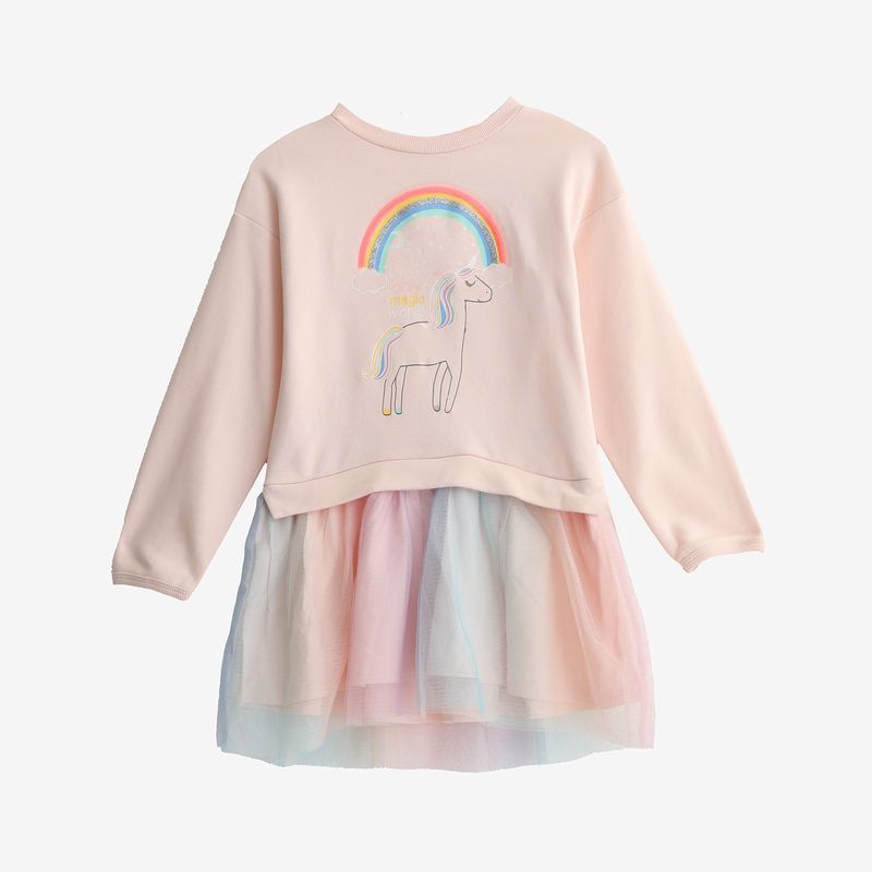 YAMP - Vestido para Niña con Estampado Manga larga de Algodón Yamp
