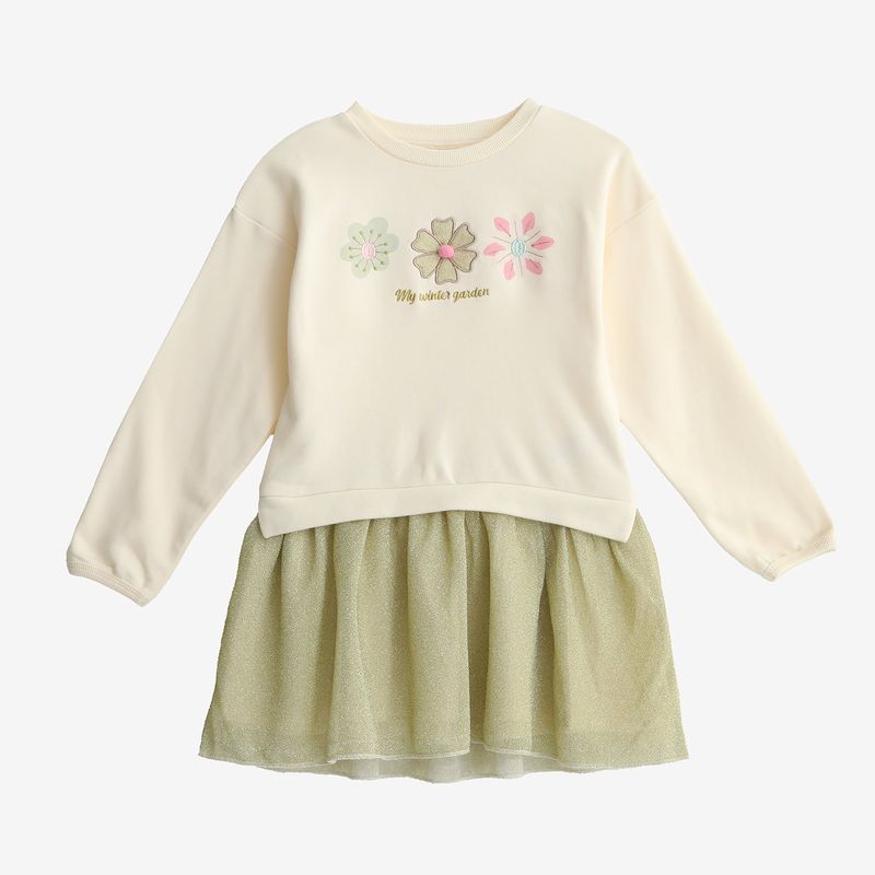 YAMP - Vestido para Niña con Estampado Manga larga de Algodón Yamp