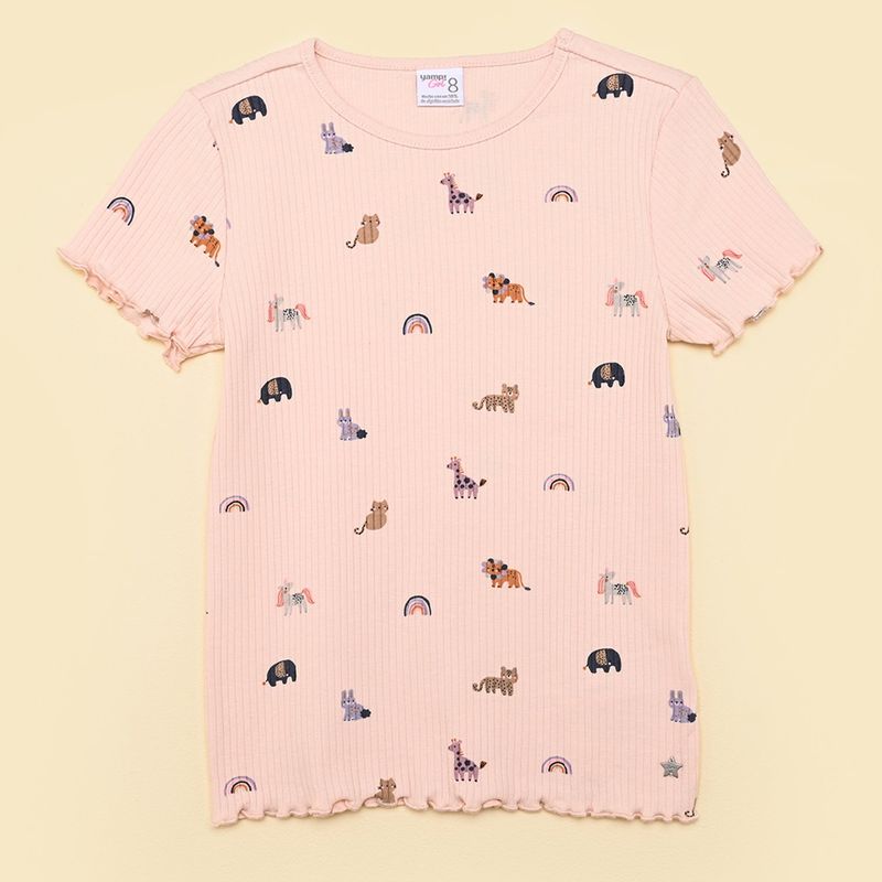 YAMP - Camiseta para Niña Manga corta de Algodón Yamp