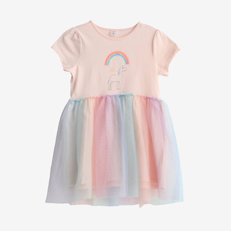 YAMP - Vestido para Niña con Estampado Manga corta de Algodón Yamp