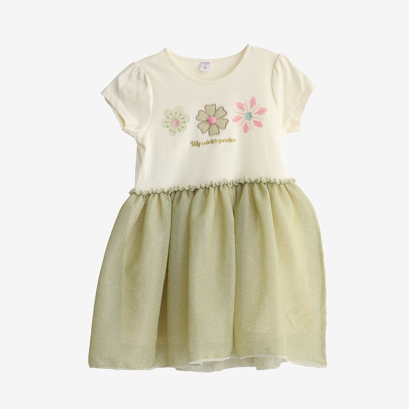 YAMP - Vestido para Niña con Estampado Manga corta de Algodón Yamp