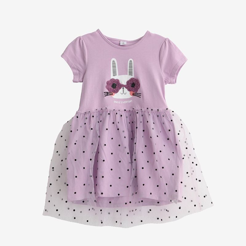 YAMP - Vestido para Niña con Estampado Manga corta de Algodón Yamp