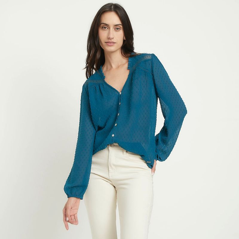 NEWPORT - Blusa Mujer Manga larga globo Newport