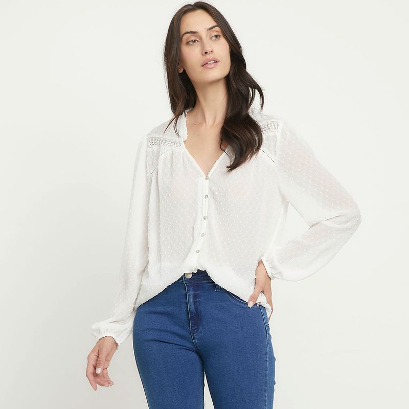 NEWPORT - Blusa Mujer Manga larga globo Newport