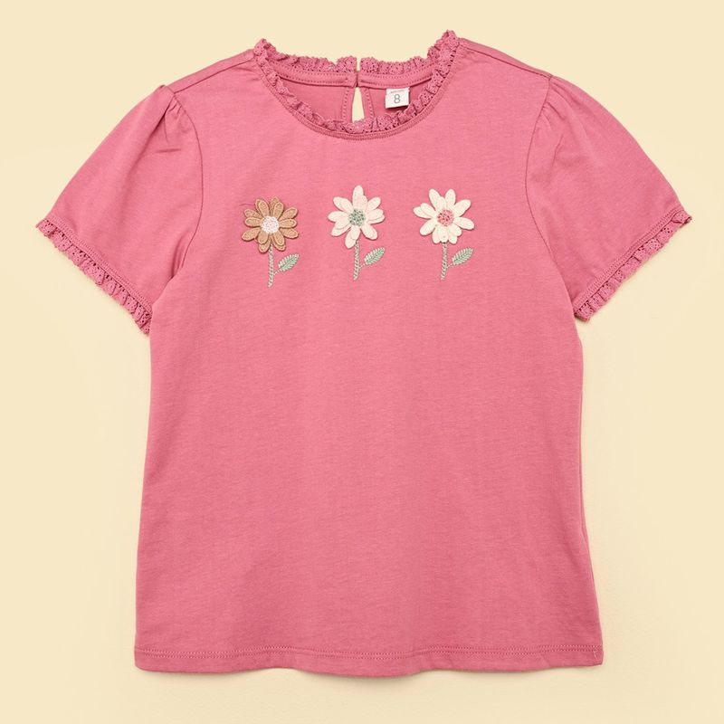 YAMP - Camiseta para Niña Manga corta de Algodón Yamp
