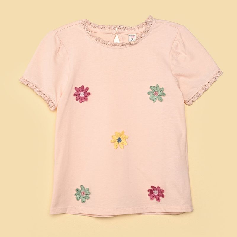 YAMP - Camiseta para Niña Manga corta de Algodón Yamp
