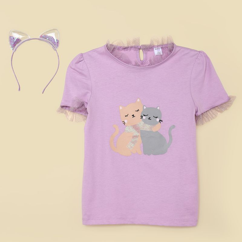 YAMP - Camiseta para Niña Manga corta de Algodón Yamp