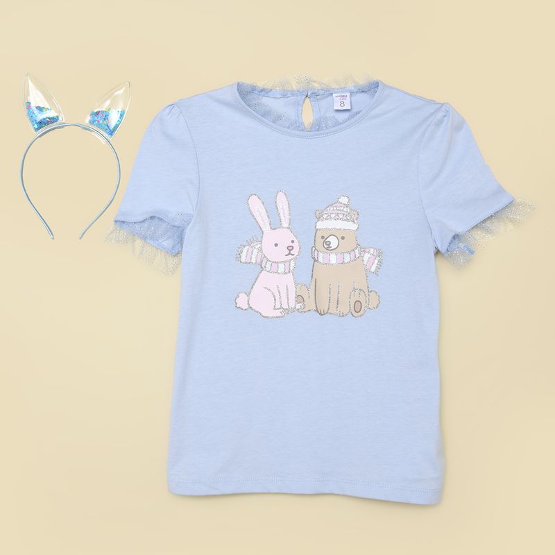 YAMP - Camiseta para Niña Manga corta de Algodón Yamp