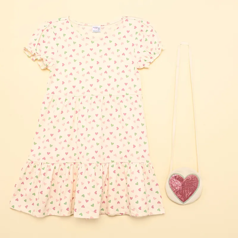 YAMP - Vestido para Niña con Flores Manga corta de Algodón Yamp