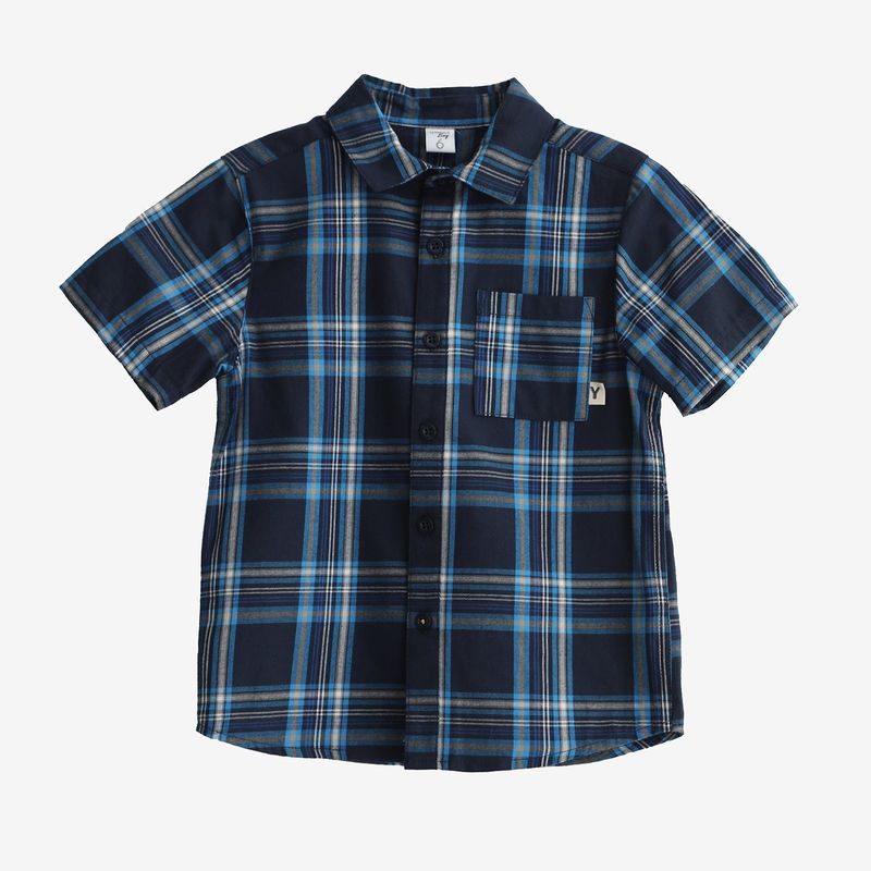 YAMP - Camisa para Niño de Cuadros Manga corta de Algodón Yamp
