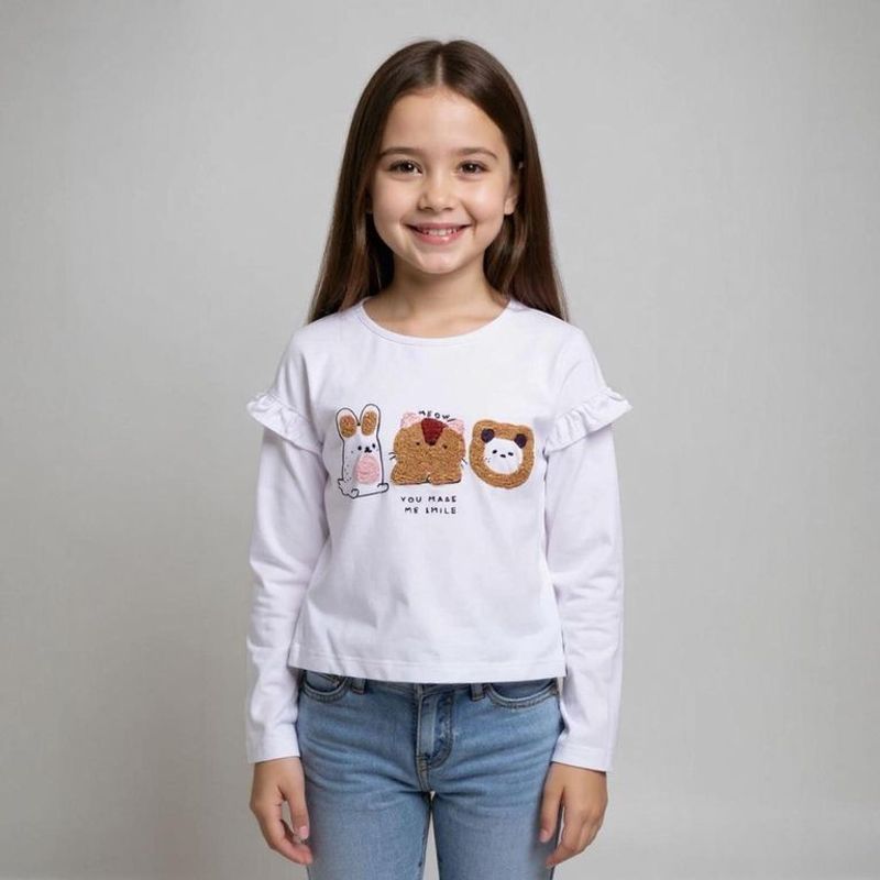 YAMP - Camiseta manga larga para Niña de Algodón Yamp
