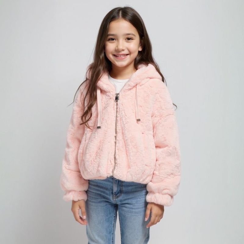 YAMP - Chaqueta Niña  Efecto pelo Con capucha Yamp