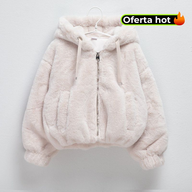 YAMP - Chaqueta Niña  Efecto pelo Con capucha Yamp