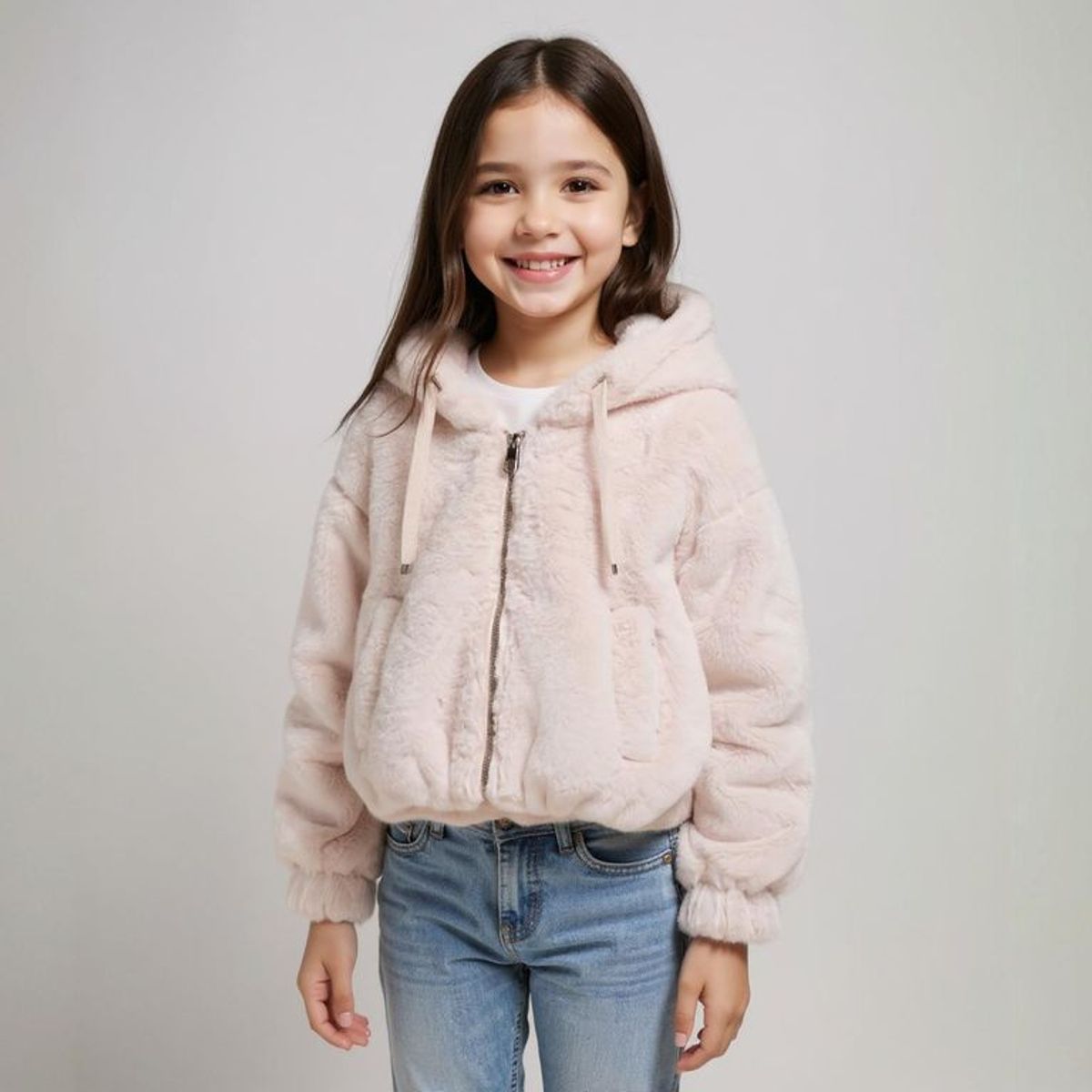 YAMP - Chaqueta Niña  Efecto pelo Con capucha Yamp