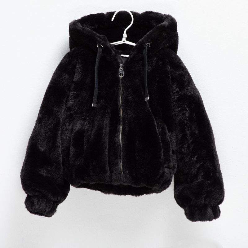 YAMP - Chaqueta Niña  Efecto pelo Con capucha Yamp