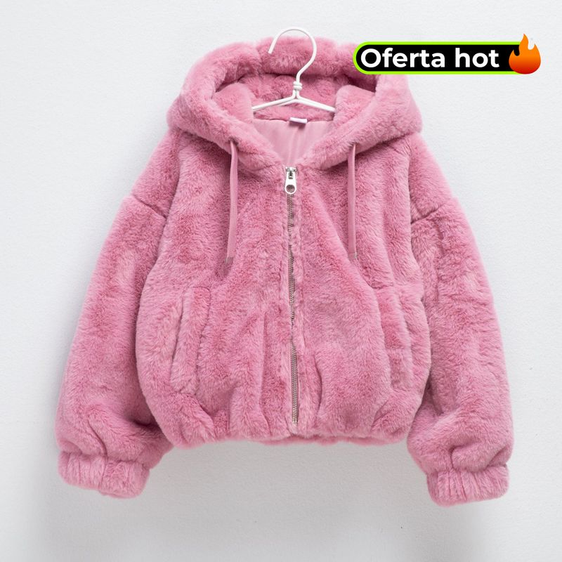 YAMP - Chaqueta Niña  Efecto pelo Con capucha Yamp