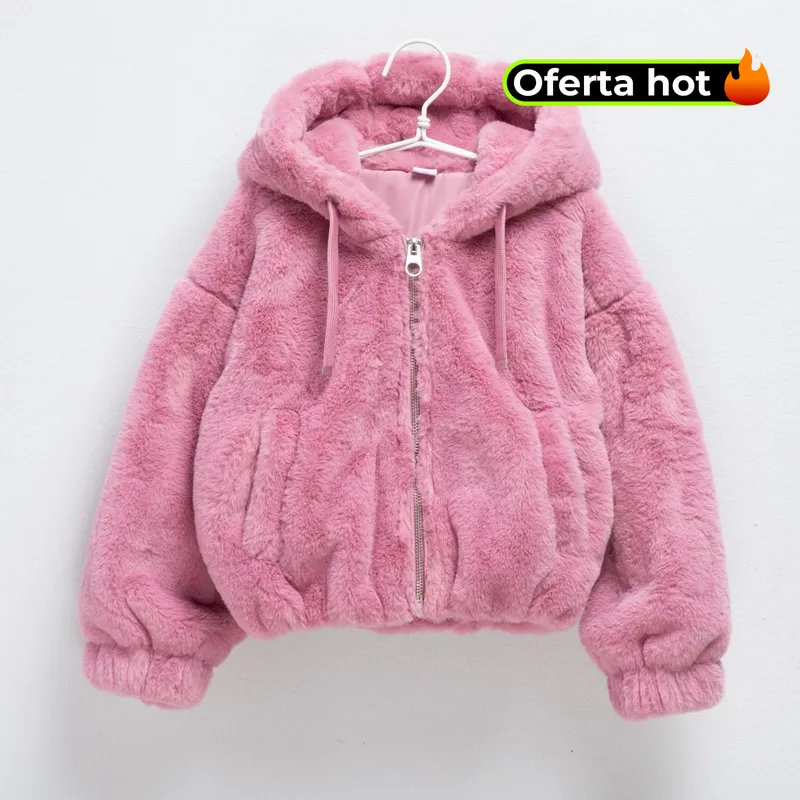 YAMP - Chaqueta Niña  Efecto pelo Con capucha Yamp