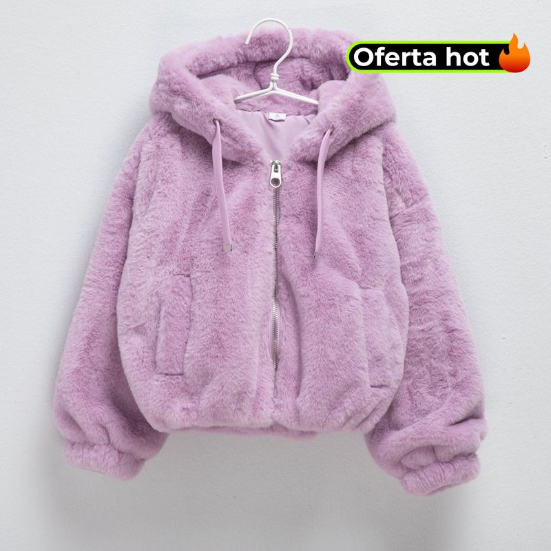 YAMP - Chaqueta Niña  Efecto pelo Con capucha Yamp