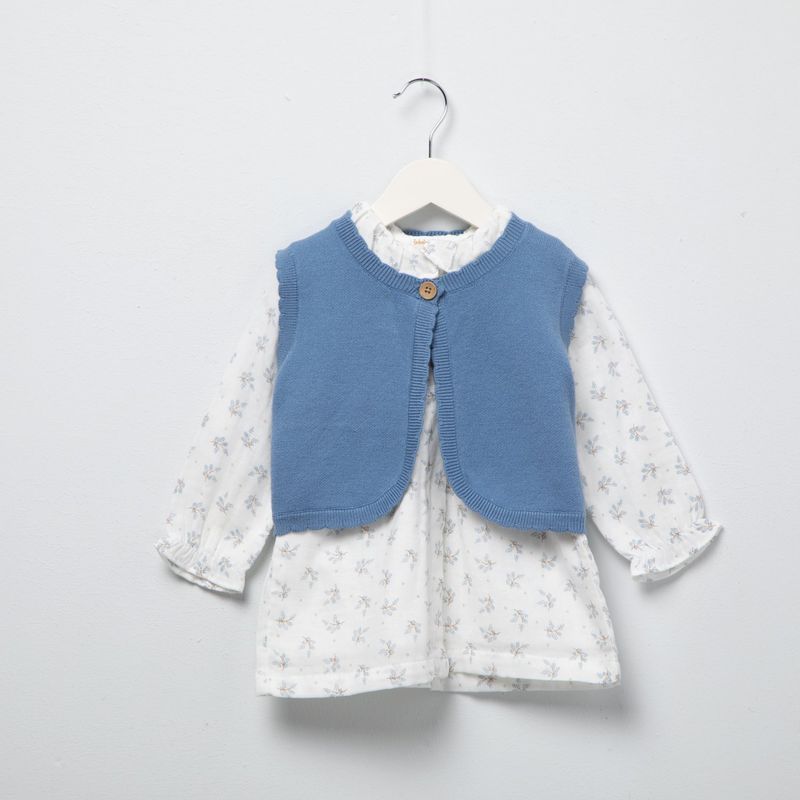 YAMP - Sets Vestido manga larga + Chaleco para Bebé niña en Algodón Yamp