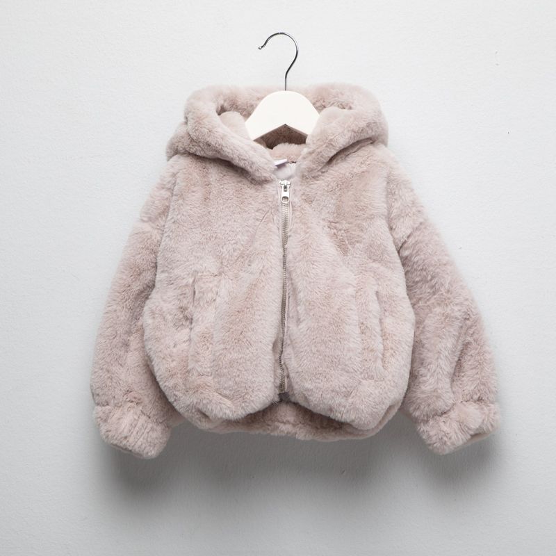 YAMP - Chaqueta para Bebé niña Efecto pelo Efecto pelo Con capucha Yamp