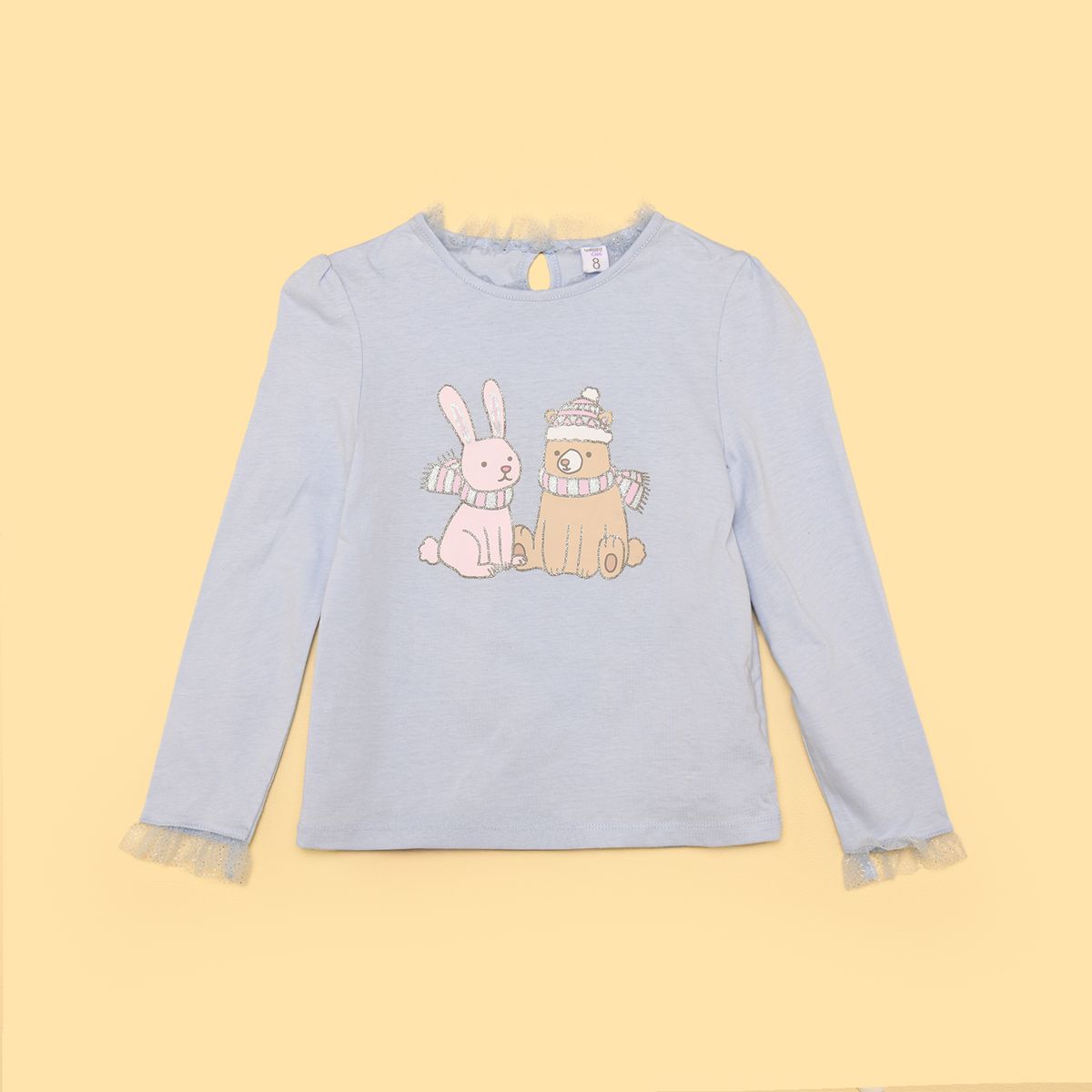 YAMP - Camiseta manga larga para Niña con Estampado de Algodón Yamp