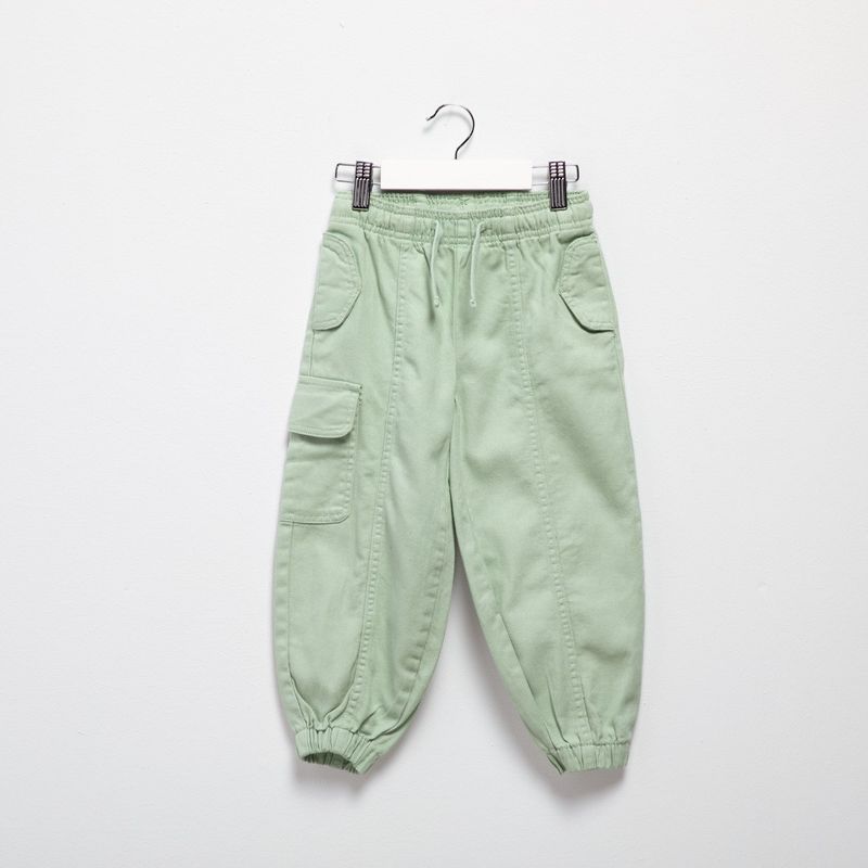 YAMP - Jean para Niña Cintura elásticada Cargo de Algodón Yamp