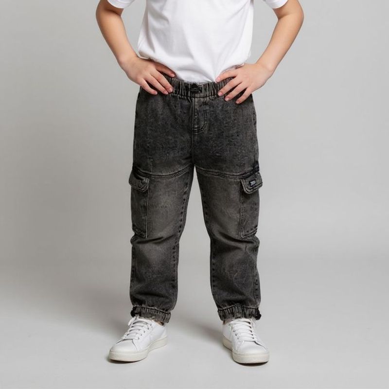 YAMP - Jean para Niño Cintura elásticada Jogger de Algodón Yamp