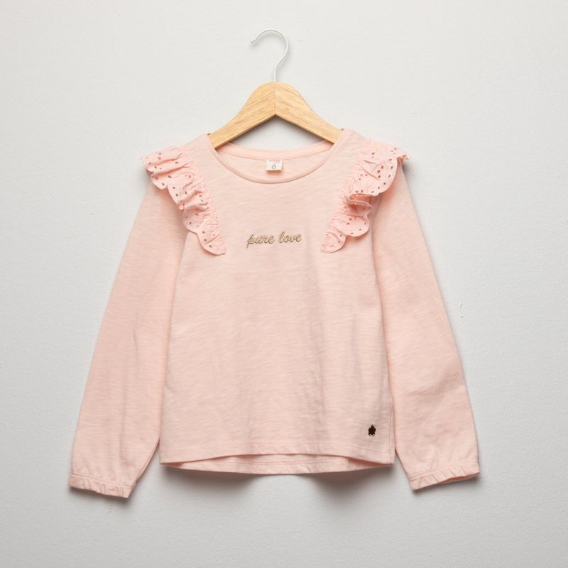 YAMP - Camiseta para Niña con Boleros Manga larga de Algodón Yamp