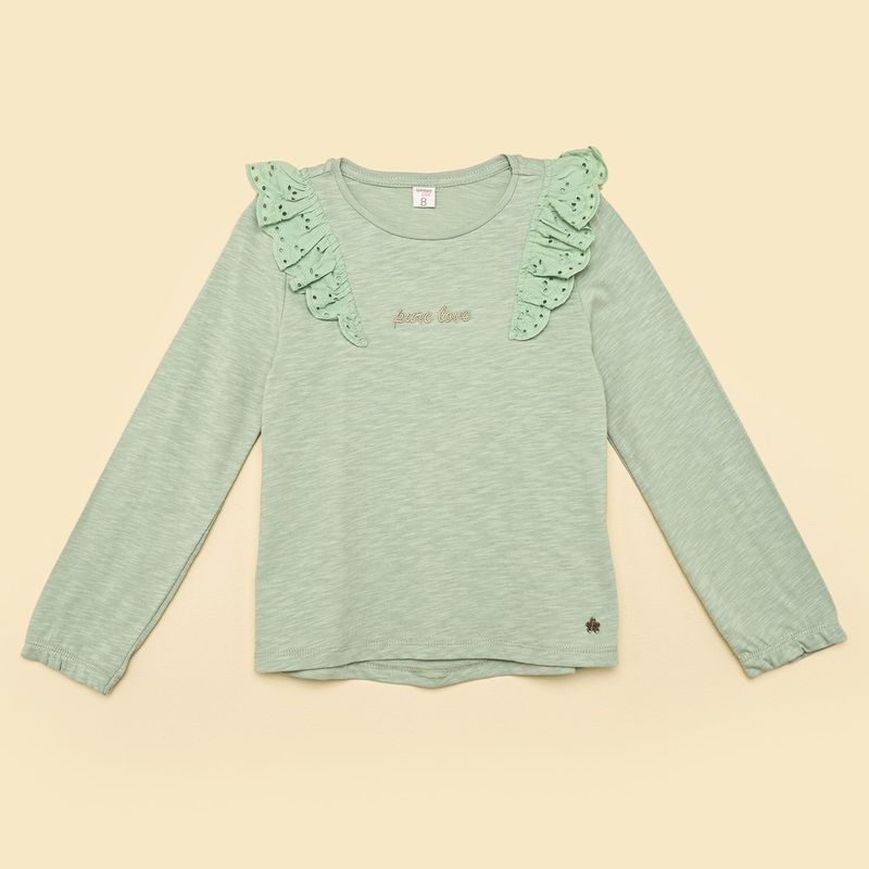 YAMP - Camiseta para Niña con Boleros Manga larga de Algodón Yamp