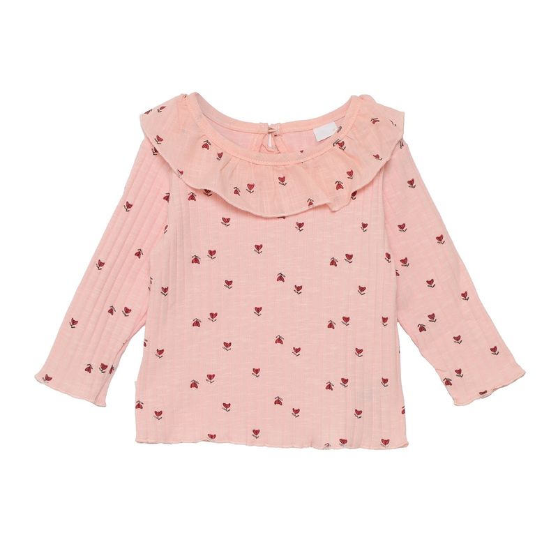 YAMP - Camiseta manga larga Bebé niña  Acanalada  Manga larga Yamp