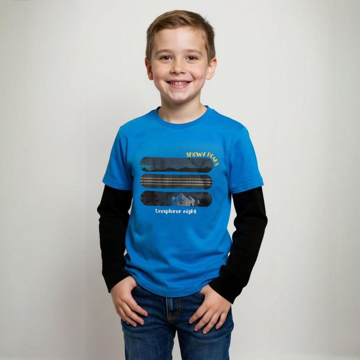 YAMP - Camiseta para Niño con Estampado Manga larga de Algodón Yamp